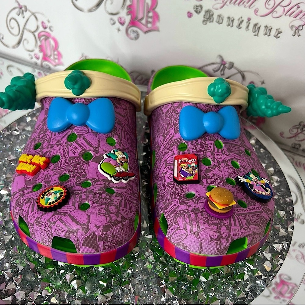 Crocs the Simpsons Clogs limited edition TV show Krusty burger jibitz Colorful